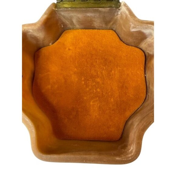 Vintage Carved Incolay Stone Pink Jewelry Trinket Box with Velvet Lining - Picture 4 of 7